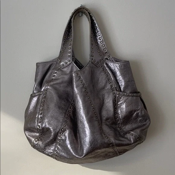 KOOBA metallic silver studded Marcelle hobo bag - Picture 1 of 14